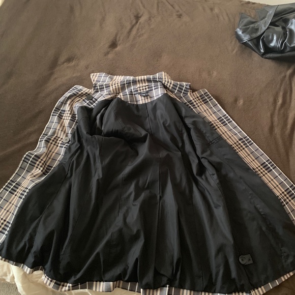 Plaid double breasted trench coat jacket size 12 - Picture 2 of 7